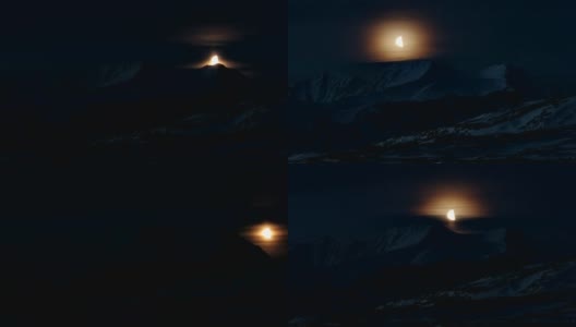 北极山脉上的月亮高清在线视频素材下载