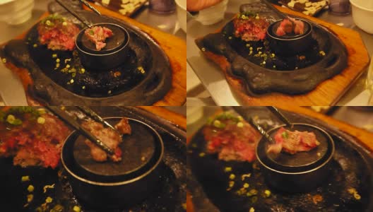 当我去日本的时候，我吃了福冈汉堡牛排。高清在线视频素材下载