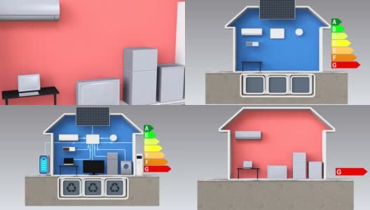 智能住宅概念与能源分类图表高清在线视频素材下载