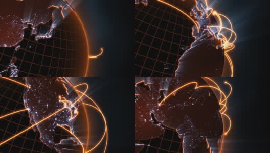 全球网络动画-橙色特写循环高清在线视频素材下载