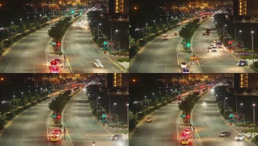 时间流逝:新加坡城市道路上的夜间交通高清在线视频素材下载