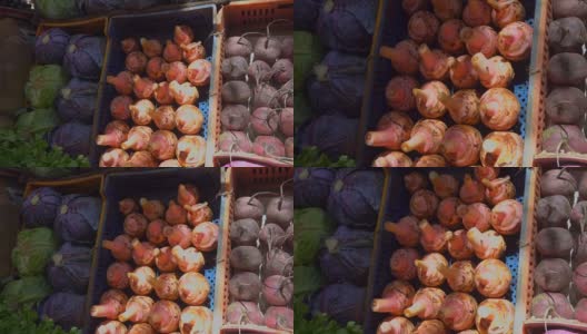 漂亮的蔬菜市场展示高清在线视频素材下载