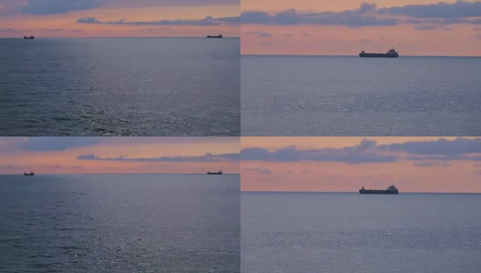 日落时分，满载货物的大船启航，货物出口，黑海贸易高清在线视频素材下载