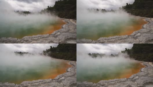 热湖香槟池在waio - tapu附近的罗托鲁瓦，新西兰高清在线视频素材下载
