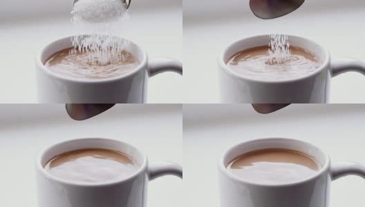 把糖倒进咖啡高清在线视频素材下载