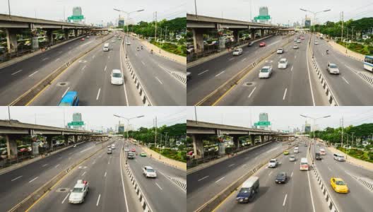 高速公路上交通堵塞，高峰时段繁忙的交通在高速公路上行驶高清在线视频素材下载
