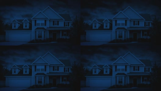 有风之夜郊区的房子高清在线视频素材下载
