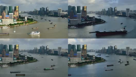 繁忙的黄浦江交通，中国上海高清在线视频素材下载
