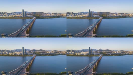 韩国首尔市的空中超摄视频。间隔拍摄4 k高清在线视频素材下载