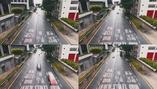 4K时间间隔的香港道，中区的交通及现代化办公大楼高清在线视频素材下载