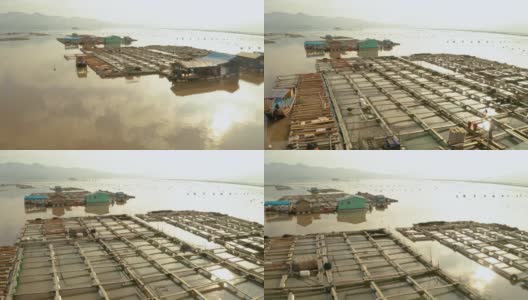 飞过中国漂浮的渔场高清在线视频素材下载