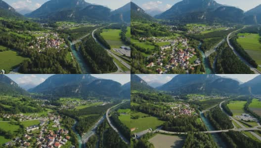 鸟瞰瑞士沙兰村高清在线视频素材下载