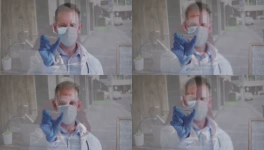 接种新冠疫苗的医生与戴口罩的老人的动画高清在线视频素材下载