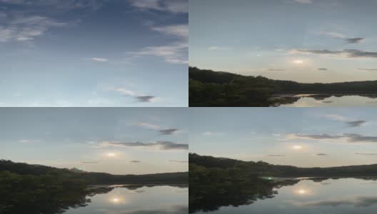 湖-太阳和云在水面上反射高清在线视频素材下载