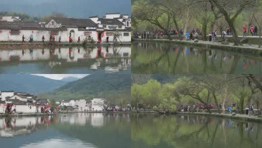 游客在中国宏村的中国古民居旅游。高清在线视频素材下载