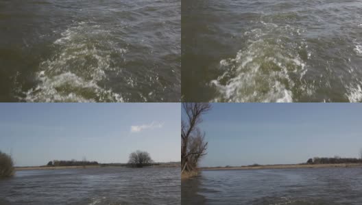 诺福克郡的维弗尼河在英格兰平原上，从船上可以看到春天的蓝天高清在线视频素材下载
