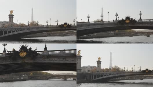 巴黎塞纳河上的亚历山大桥高清在线视频素材下载