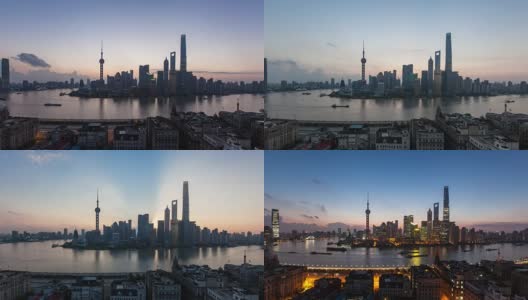 上海城市景观4k时光流逝，日出高清在线视频素材下载