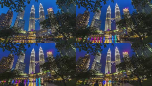 吉隆坡日落时光流逝，双子塔可见。高清在线视频素材下载
