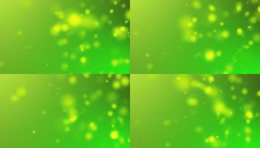 4k淡绿色光束，散景漂浮在多彩的淡绿色，渐变背景运动。用散景视频制作的动态粒子在空中旋转的循环3d动画高清在线视频素材下载