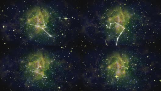 黄道十二星座在星系侧高清在线视频素材下载