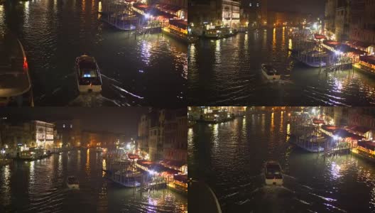 运河夜景。意大利的威尼斯高清在线视频素材下载