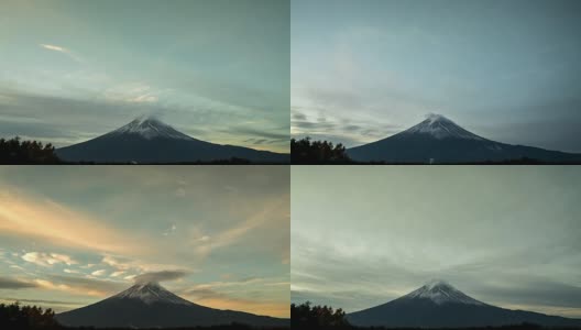 Time Lapse富士山上的飞景，秋日森林阳光照在阳光下很美，无人机拍摄，VDO 4k 30fps。高清在线视频素材下载