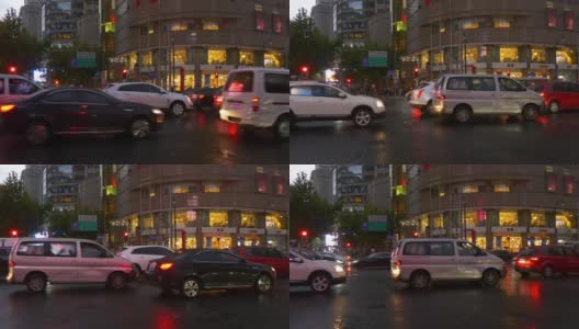 暮色照亮了上海城市交通街道全景4k中国高清在线视频素材下载