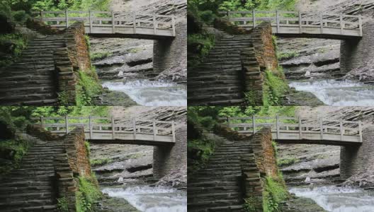 石溪上的木桥高清在线视频素材下载