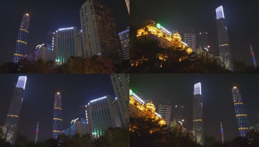 夜景时间广州市区著名的摩天大楼全景4k高清在线视频素材下载