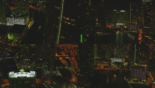 迈阿密市中心的空中夜景高清在线视频素材下载