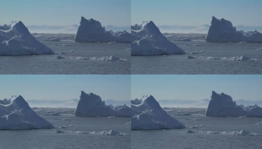 北冰洋上格陵兰岛伊卢利萨特的巨大冰山高清在线视频素材下载