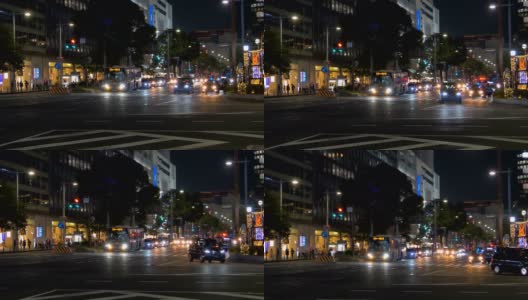 日本名古屋夜晚繁忙的街道高清在线视频素材下载