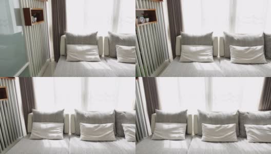 现代干净的客厅与阳光高清在线视频素材下载