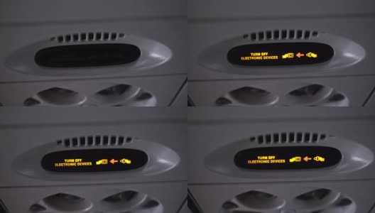 一架飞机上系紧安全带标志警告的乱流镜头高清在线视频素材下载