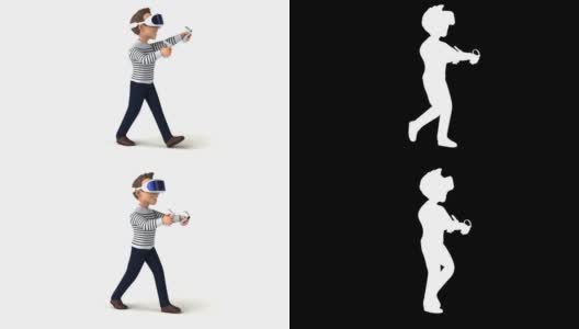 有趣的3D人与VR头盔高清在线视频素材下载