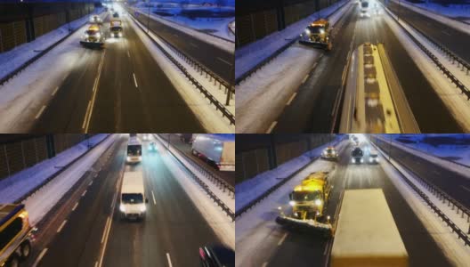 冬季高速公路除雪高清在线视频素材下载