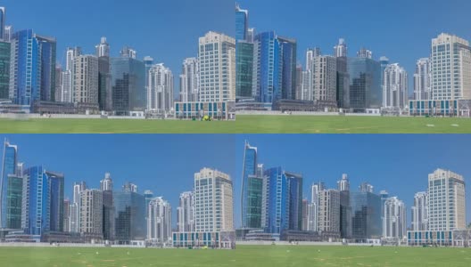 迪拜商业湾和市中心的全景高清在线视频素材下载