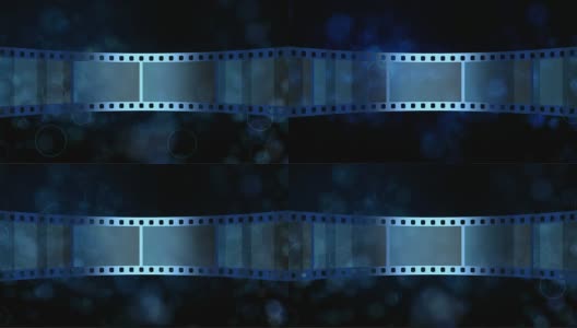抽象的蓝色运动背景与运动胶片带在循环高清在线视频素材下载