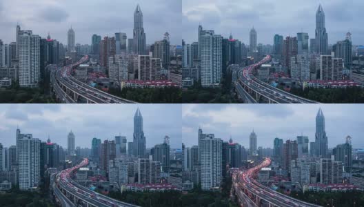 上海立交桥和高架路傍晚高清在线视频素材下载