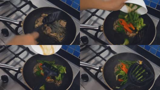 亚洲美食:美味的炒菜高清在线视频素材下载