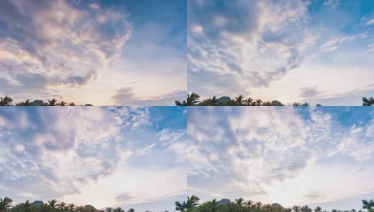 移动的云和美丽的日落高清在线视频素材下载
