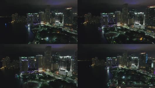 迈阿密市中心的航拍夜景高清在线视频素材下载