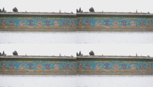 雪花中的中国九堵墙高清在线视频素材下载