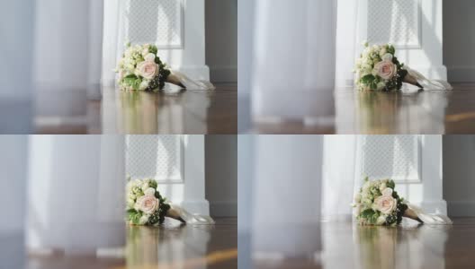 靠近窗户的婚礼花束高清在线视频素材下载