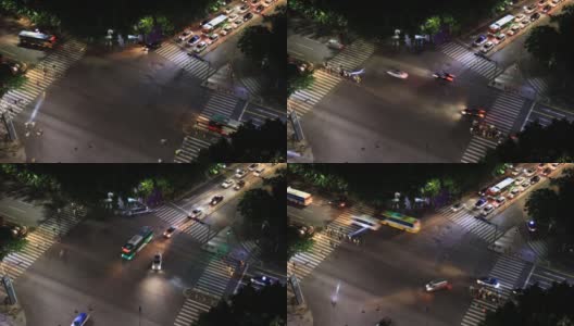 城市十字路口的繁忙交通/中国深圳高清在线视频素材下载