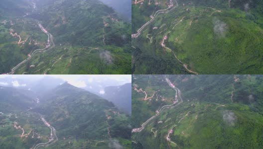 秦岭山村鸟瞰图，陕西，中国。高清在线视频素材下载