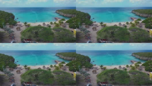 鸟瞰图Curaçao海岸在加勒比海与绿松石水高清在线视频素材下载