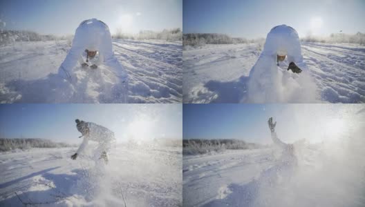 情侣在雪中嬉戏高清在线视频素材下载