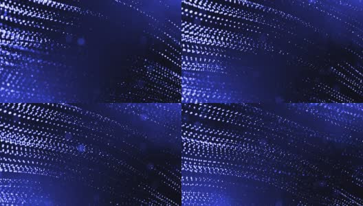 发光粒子的3d渲染循环动画形成摆动线作为摆动的花环作为节日背景或抽象背景的粒子与景深和散景像vj循环。蓝色的18高清在线视频素材下载